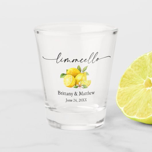 Calligrafie Ink Limoncello Waterverf Lemons Shot Glas (Voorkant)
