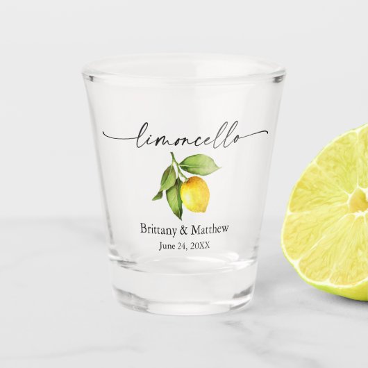 Calligrafie Ink Limoncello Waterverf Lemons Shot Glas (Voorkant)