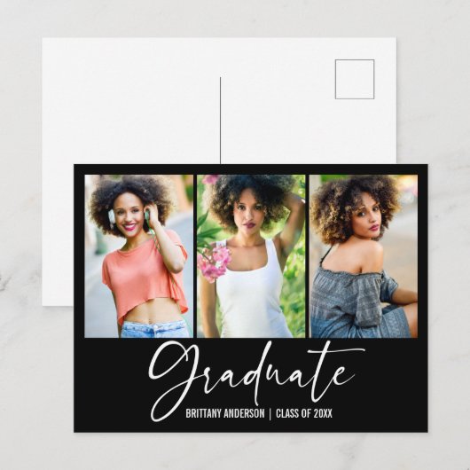  Calligrafie Ink Pen Afstuderen 3 Foto Briefkaart (Voorkant / Achterkant)