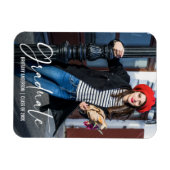 Calligrafie Ink Pen Afstuderen Fotoaankondiging Magneet (Horizontaal)