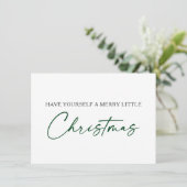 Calligrafie Ink Pen Minimalistisch kerstgroen Feestdagenkaart (Staand voorkant)