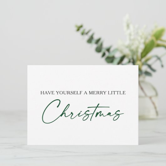 Calligrafie Ink Pen Minimalistisch kerstgroen Feestdagenkaart (Staand voorkant)