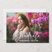 Calligrafie Ink Pen Script Foto Afstuderen Aankondiging (Voorkant)