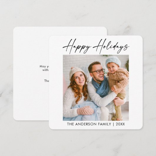 Calligrafie Ink Pen Script Foto minimalistisch Feestdagenkaart (Voorkant / Achterkant)