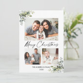 Calligrafie Ink Script Greenery 3 Fotokerstmis Feestdagenkaart (Staand voorkant)