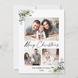 Calligrafie Ink Script Greenery 3 Fotokerstmis Feestdagenkaart