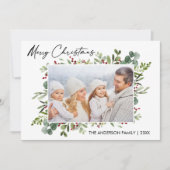 Calligrafie Ink Script Waterverf Greenery Berries Feestdagenkaart (Voorkant)