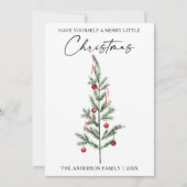 Calligrafie Ink Script Waterverf Tree Red Feestdagenkaart (Voorkant)