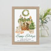 Calligrafie Ink Waterverf Feestdagen Kraft Feestdagenkaart (Staand voorkant)