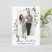 Calligrafie Ink Waterverf Greenery Kerstmis Feestdagenkaart (Staand voorkant)