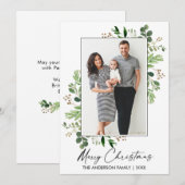 Calligrafie Ink Waterverf Greenery Kerstmis Feestdagenkaart (Voorkant / Achterkant)