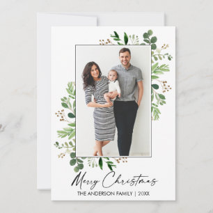 Calligrafie Ink Waterverf Greenery Kerstmis Feestdagenkaart