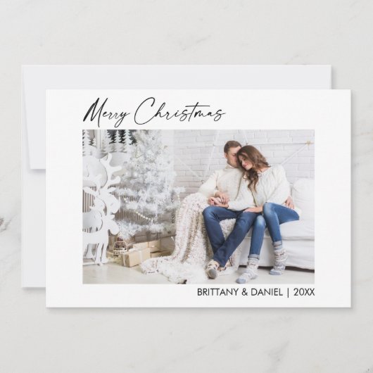 Calligrafie-inkt met kerstcadeaufoto feestdagenkaart (Voorkant)