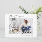 Calligrafie-inkt met kerstcadeaufoto feestdagenkaart (Staand voorkant)