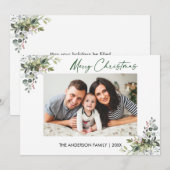 Calligrafie-inkt met kerstfeestgrijze bessen feestdagenkaart (Voorkant / Achterkant)