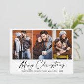 Calligrafie Inkt Pen Kerstmis 3 Fotopaar Feestdagenkaart (Staand voorkant)