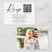 Calligrafie-inkt QR-fotobruiloft RSVP Informatiekaartje (Voorkant / Achterkant)