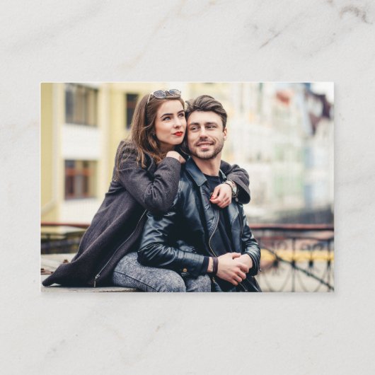 Calligrafie-inkt QR-fotobruiloft zwart RSVP Informatiekaartje (Achterkant)