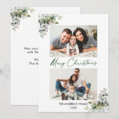 Calligrafie inkt Script 2 Foto Greenery Berries Feestdagenkaart (Voorkant / Achterkant)