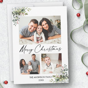 Calligrafie inkt Script 3 Foto Greenery Berries Feestdagenkaart