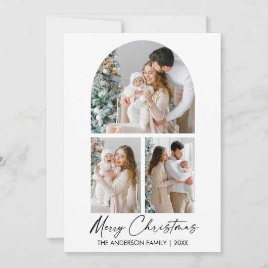 Calligrafie inkt script 3 Kerstmis foto's Feestdagenkaart (Voorkant)