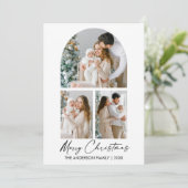Calligrafie inkt script 3 Kerstmis foto's Feestdagenkaart (Staand voorkant)