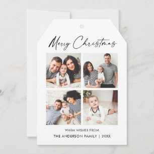 Calligrafie inkt script 4 Label voor kerstmis foto Feestdagenkaart