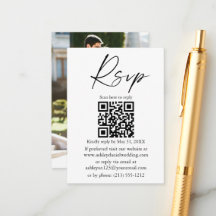 Calligrafie inkt script foto bruiloft QR RSVP