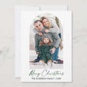 Calligrafie inkt script foto kerstgroen feestdagenkaart (Voorkant)