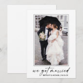 Calligrafie inkt script foto we zijn getrouwd aankondiging (Voorkant / Achterkant)