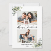 Calligrafie inkt Script Greenery 2-fotokerstmis Feestdagenkaart (Voorkant)