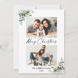 Calligrafie inkt Script Greenery 2-fotokerstmis Feestdagenkaart