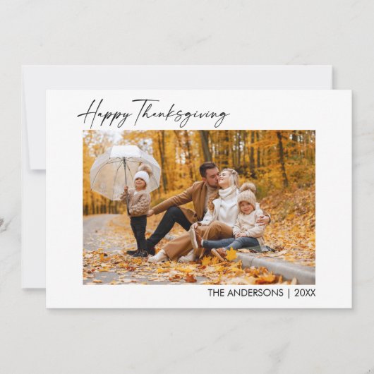 Calligrafie inkt script Happy Thanksgiving Feestdagenkaart (Voorkant)