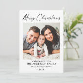 Calligrafie inkt script Merry Kerstfoto Feestdagenkaart (Staand voorkant)