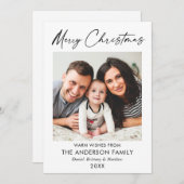 Calligrafie inkt script Merry Kerstfoto Feestdagenkaart (Voorkant / Achterkant)
