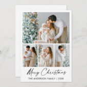 Calligrafie inkt script Merry Kerstmis 4 Foto's Feestdagenkaart (Voorkant / Achterkant)