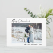 Calligrafie inkt Script Pas getrouwd voor kerstmis Feestdagenkaart (Staand voorkant)