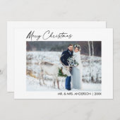 Calligrafie inkt Script Pas getrouwd voor kerstmis Feestdagenkaart (Voorkant / Achterkant)