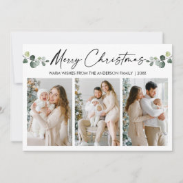 Calligrafie Inkt Waterverf Eucalyptus Kerstmis Feestdagenkaart