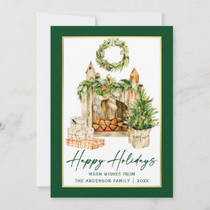 Calligrafie Inkt Waterverf Feestdagen Gold Lijst Feestdagenkaart