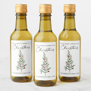 Calligrafie-inkt Waterverf kerstboom Mini Wijn Etiket