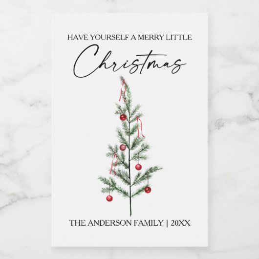 Calligrafie-inkt Waterverf kerstboom Mini Wijn Etiket (Enkel label)