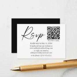 Calligrafie-inktstempel QR Black RSVP Informatiekaartje