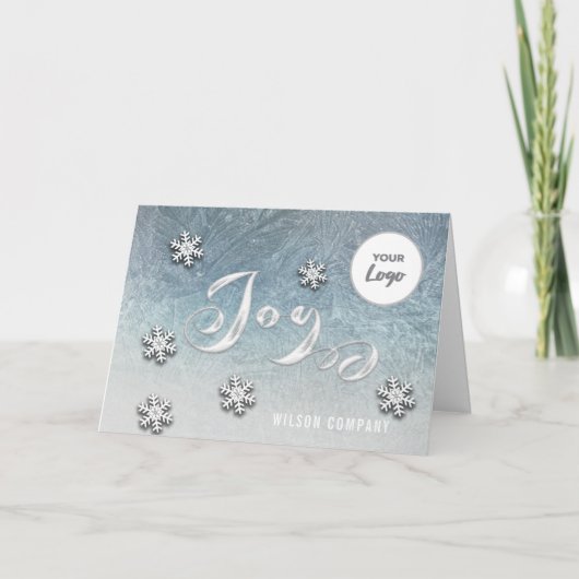 Calligrafie Joy Snewfakes Corporate logo Holiday C Feestdagen Kaart (Voorkant)