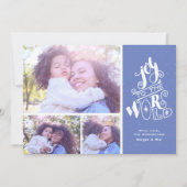 Calligrafie Joy to World Photo met kerstkaart Kaart (Voorkant)
