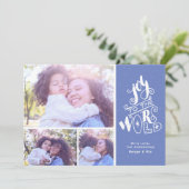 Calligrafie Joy to World Photo met kerstkaart Kaart (Staand voorkant)