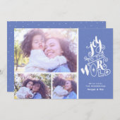 Calligrafie Joy to World Photo met kerstkaart Kaart (Voorkant / Achterkant)