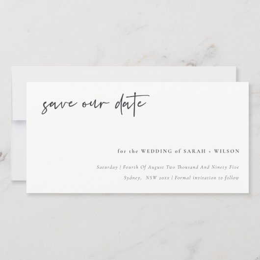 Calligrafie Kaart om de Datum te Besparen Vier met (Voorkant)