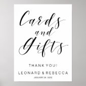 Calligrafie-Kaarten en cadeautjes, zwart-wit Poster (Voorkant)