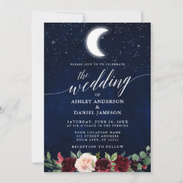 Calligrafie-Keltische bruiloft Moon Stars Floral Kaart